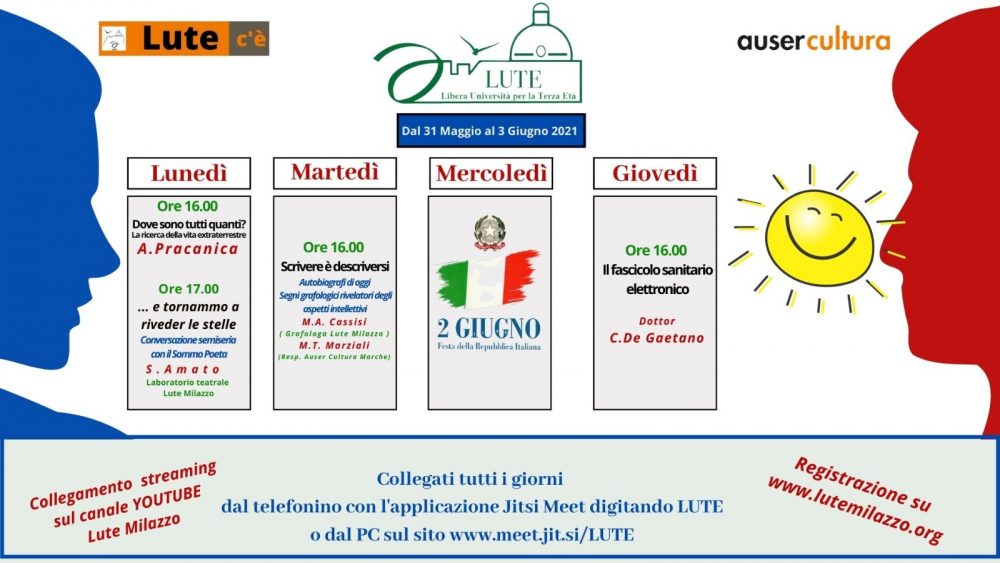 Programma dei corsi dal 31 maggio al 3 giugno 2021